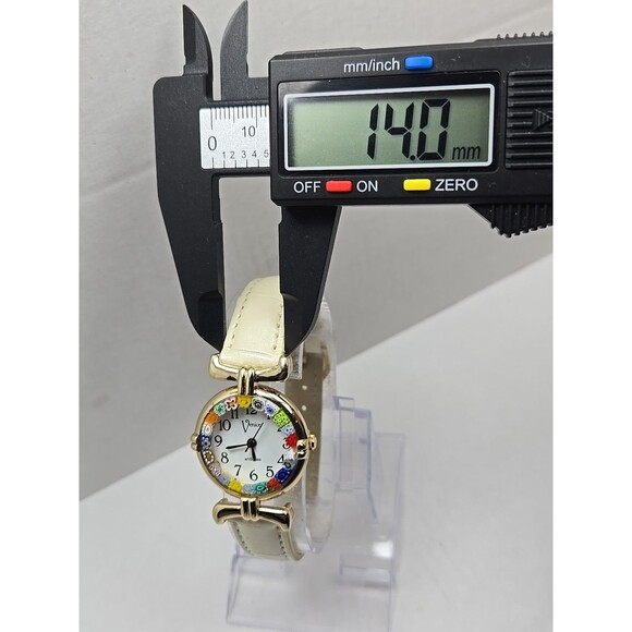 Venice Murano Millefiori Glass Border Womens Quartz Watch Leather New Battery - Picture 6 of 12